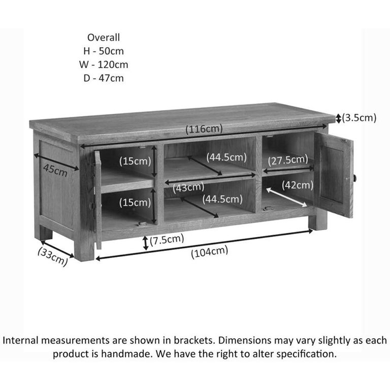 Original TV Unit - 120cm - Rustic Oak