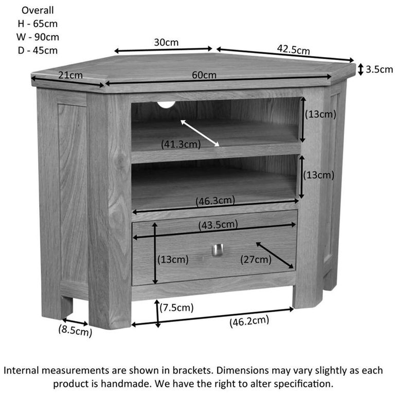 Original Corner TV Unit - 90cm - Rustic Oak
