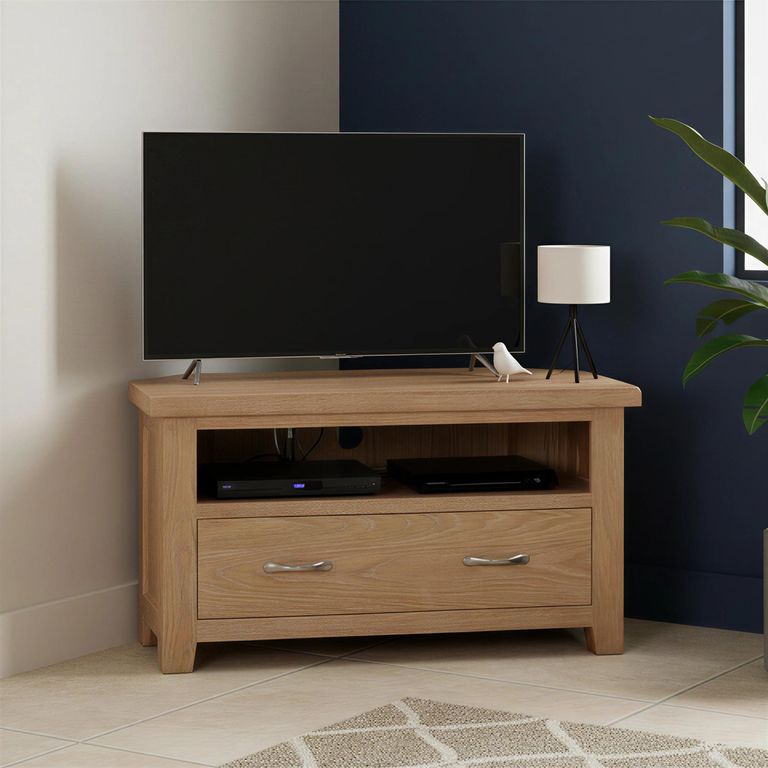 Wilmont Corner TV Unit - 1 Drawer - Oak