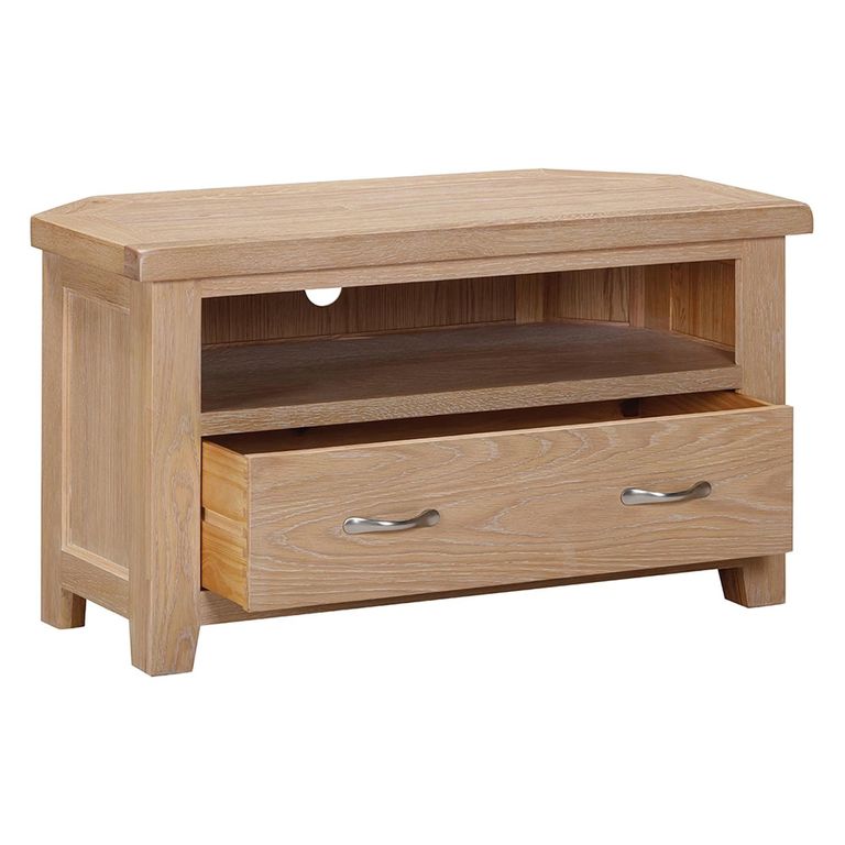 Wilmont Corner TV Unit - 1 Drawer - Oak