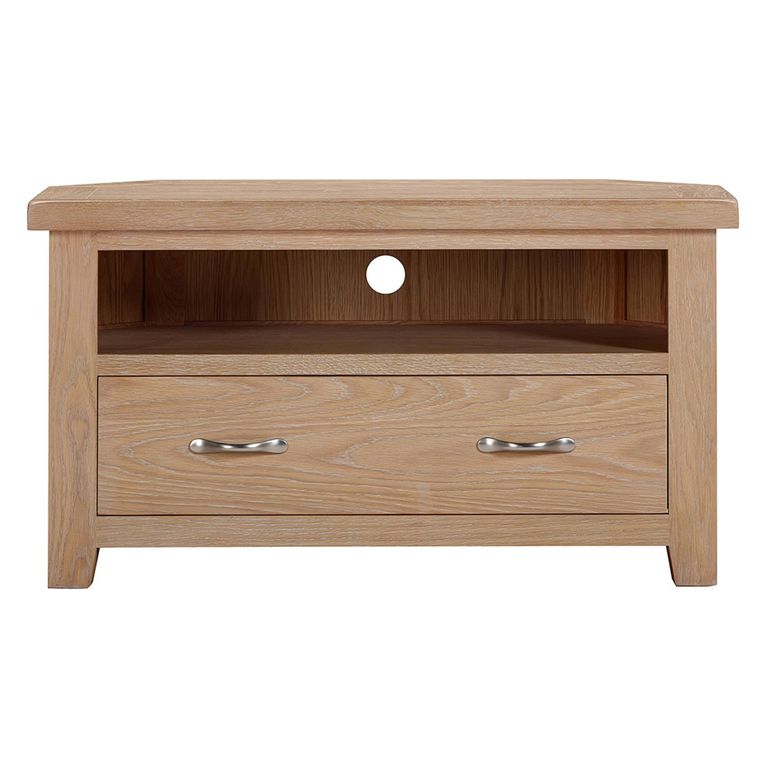 Wilmont Corner TV Unit - 1 Drawer - Oak