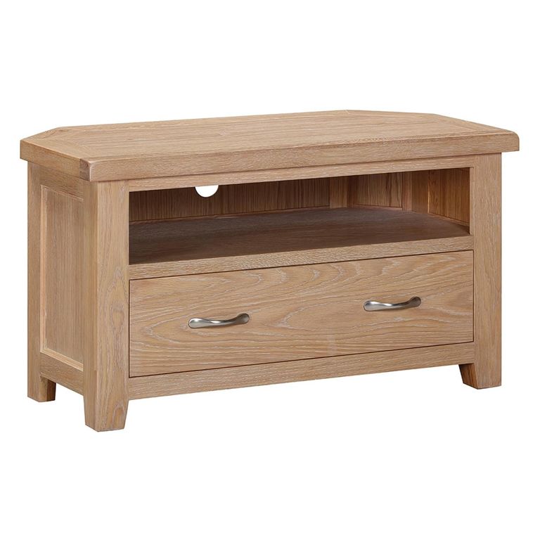Wilmont Corner TV Unit - 1 Drawer - Oak