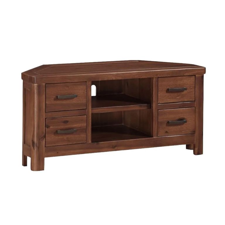 Andorra Corner TV Unit - 4 Drawer - Dark Acacia