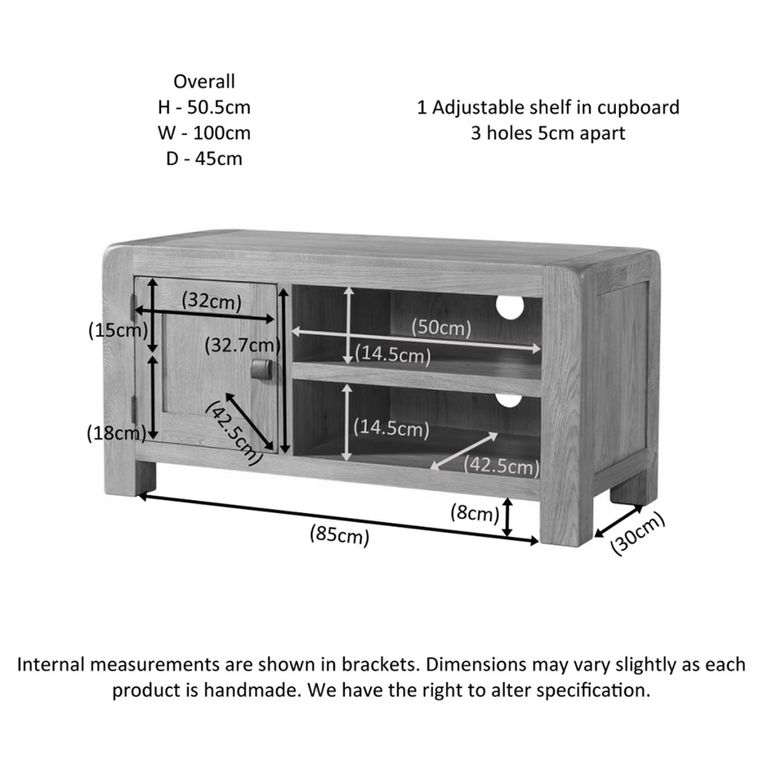 Curve TV Unit - 100cm - Oak