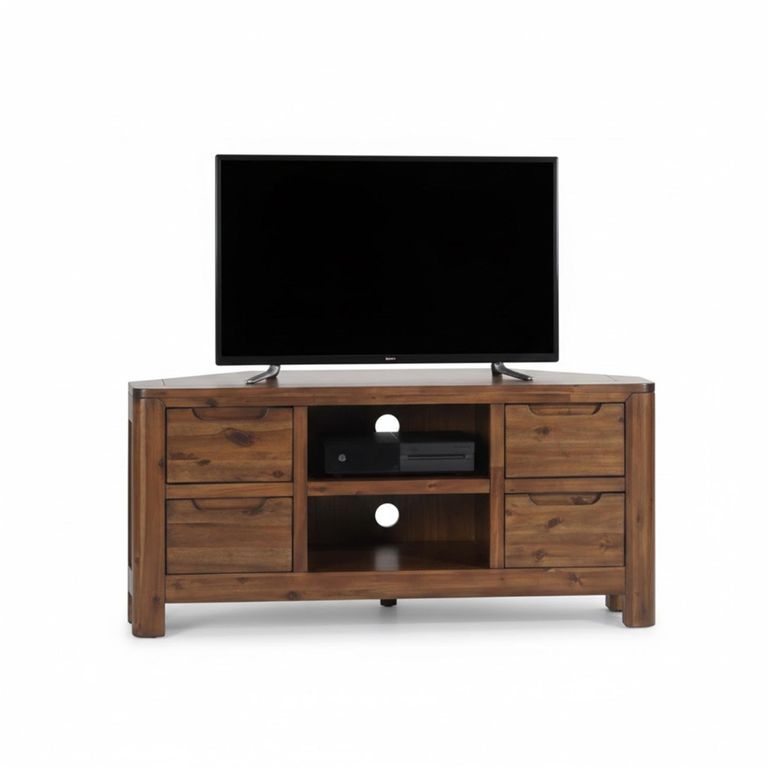 Monterey Corner TV Unit - 4 Drawer - Acacia Wood
