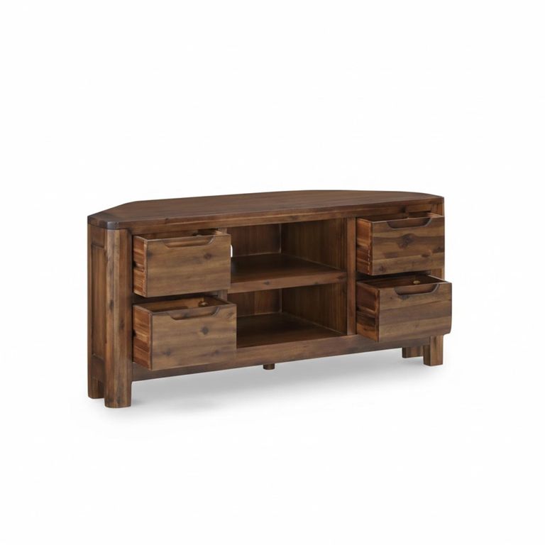 Monterey Corner TV Unit - 4 Drawer - Acacia Wood