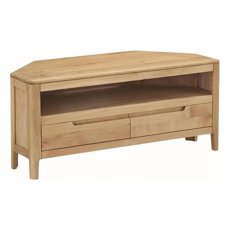 Clearance - Dunmore Corner TV Unit - 2 Drawer - Oak - A482