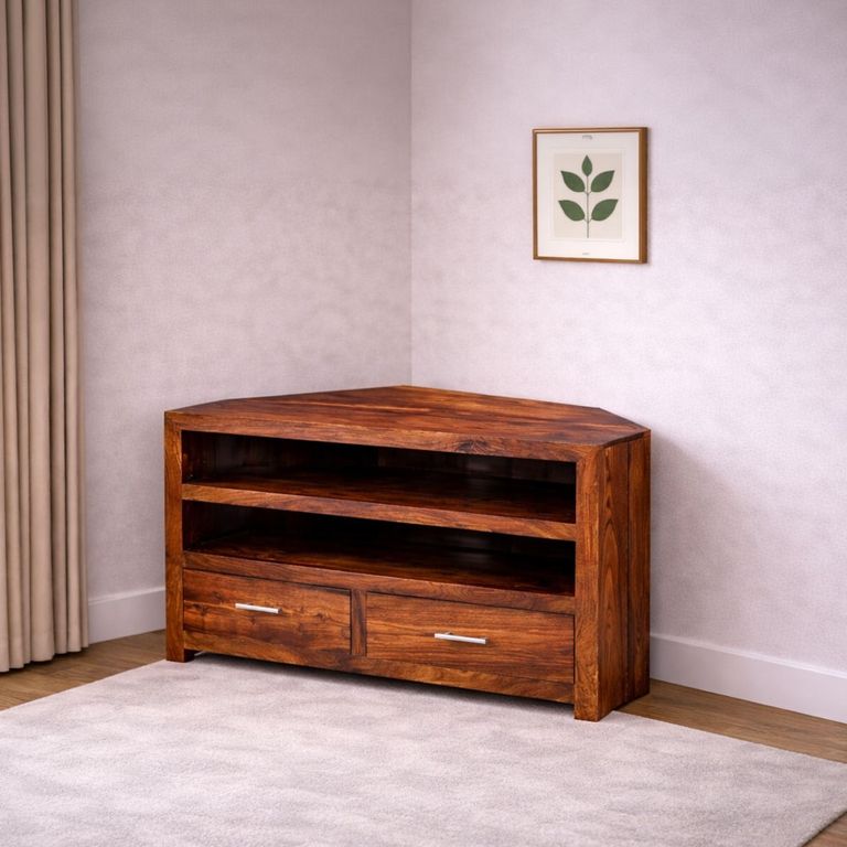 Cube Sheesham 95cm Corner TV Unit