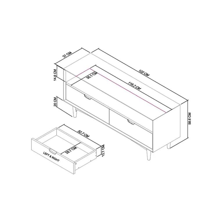 Clearance - Dansk TV Unit - 2 Drawer - Scandi Oak - FSS16548