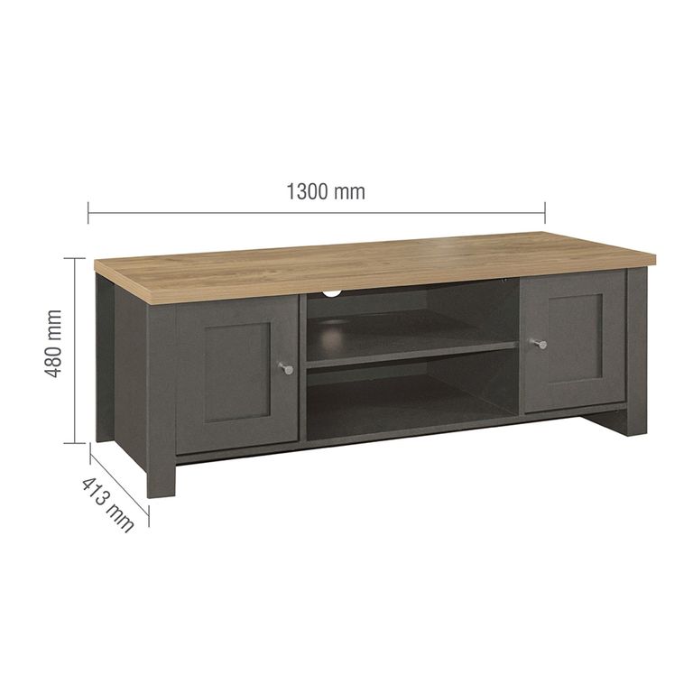 Highgate TV Unit - 2 Door - Dark Grey Painted