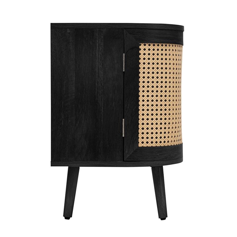 Noah Small TV Unit - 100cm - Black and Rattan
