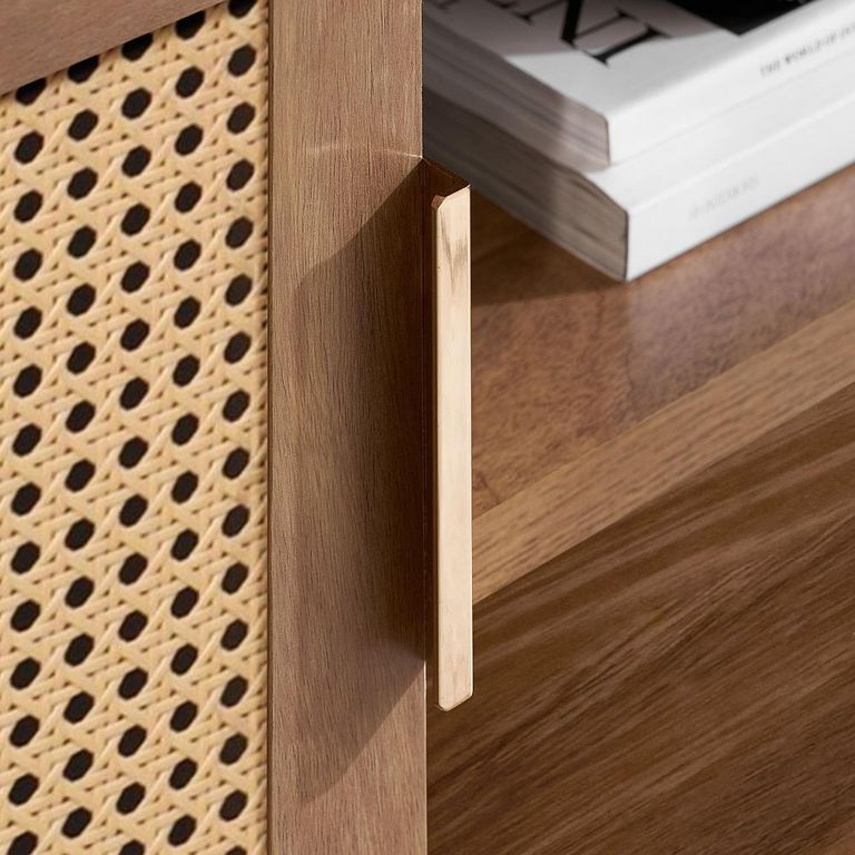 Noah Small TV Unit - 100cm - Oak and Rattan