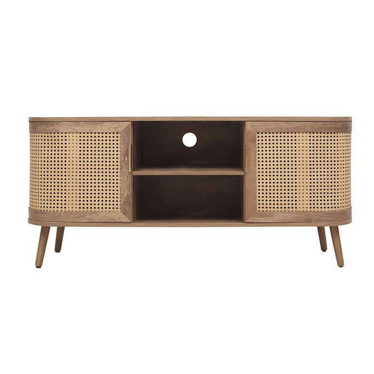 Noah Small TV Unit - 100cm - Oak and Rattan