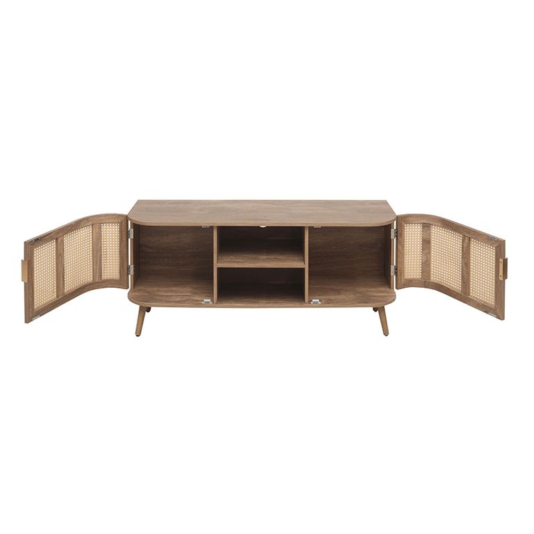 Noah Small TV Unit - 100cm - Oak and Rattan