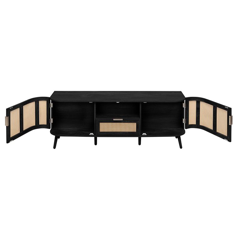 Noah TV Unit - 150cm - Black and Rattan