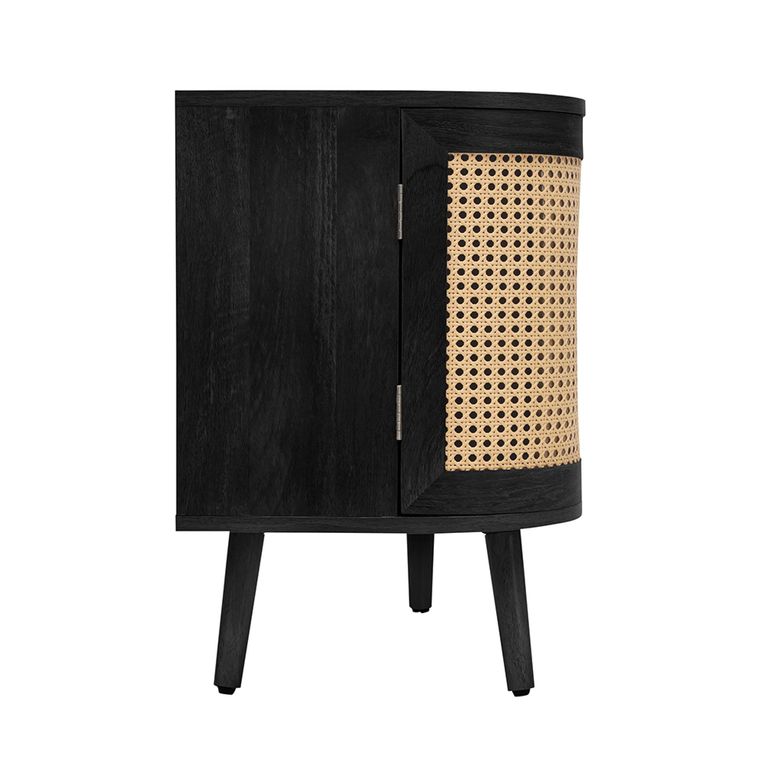 Noah TV Unit - 150cm - Black and Rattan