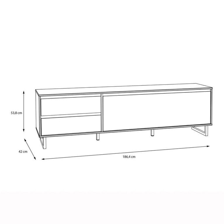 Chevron TV Unit - 1 Door - 2 Drawer - 186.4cm - Large - Oak