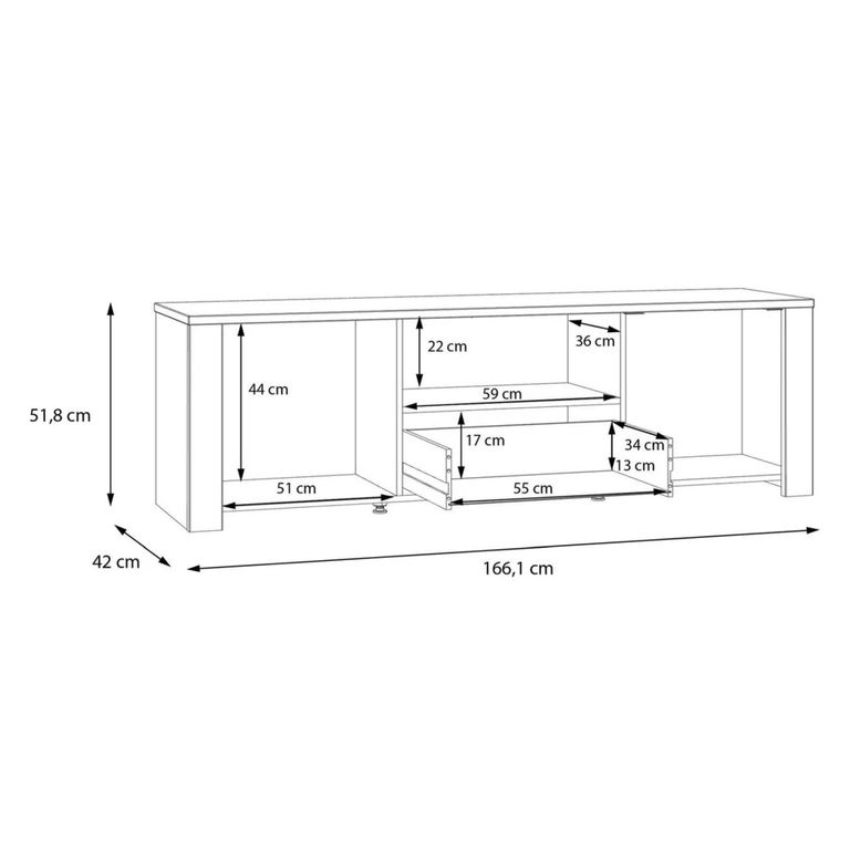 Bohol TV Unit - 2 Door - 1 Drawer - 166cm - Grey