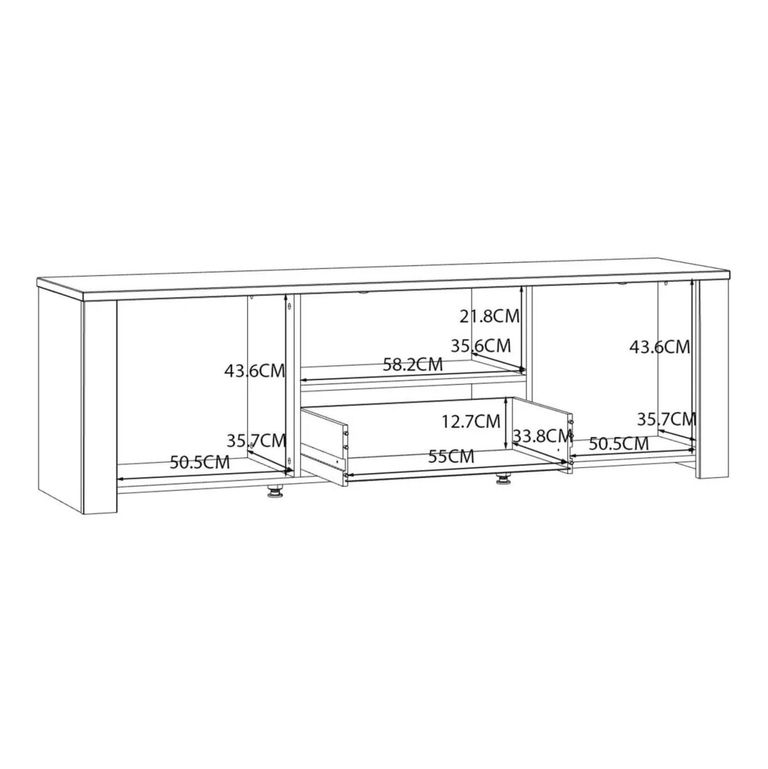Bohol TV Unit - 2 Door - 1 Drawer - 166cm - White