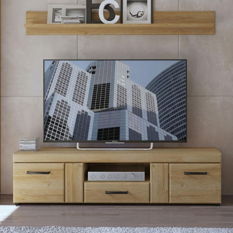 Cortina TV Unit - 2 Door - 1 Drawer - 156cm - Oak