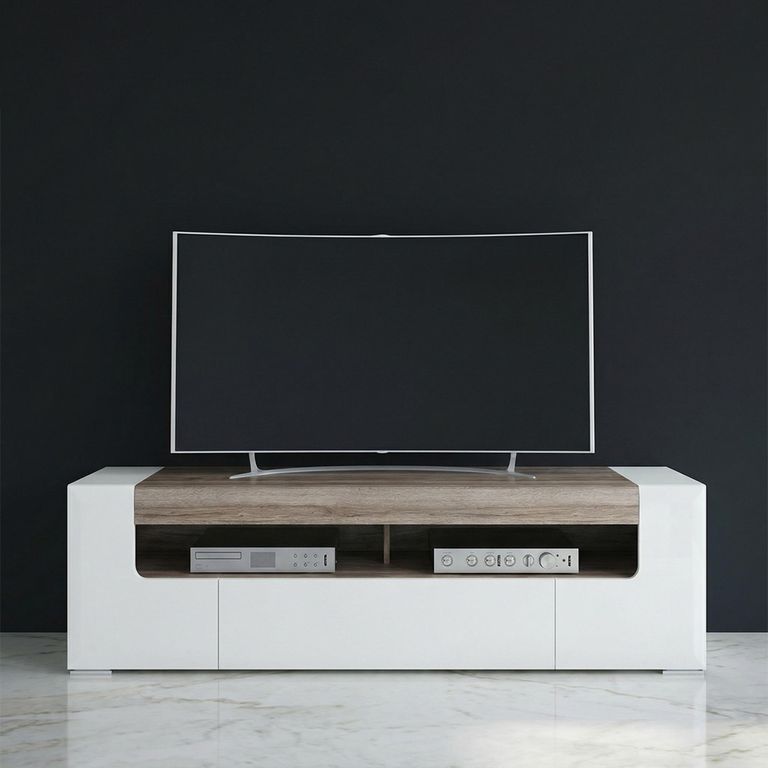 Toronto TV Unit - 2 Door - 1 Drawer - 140cm - White Gloss