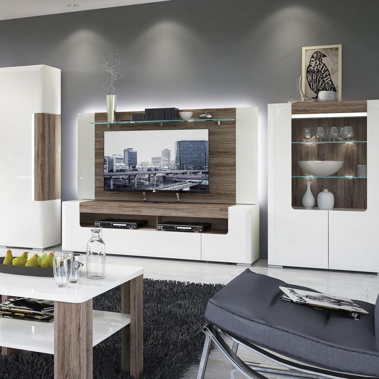 Toronto TV Unit - 2 Door - 1 Drawer - 140cm - Large - White Gloss