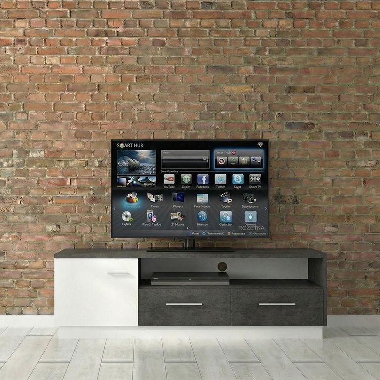 Zingaro TV Unit - 1 Door - 2 Drawer - 163cm - Grey and White