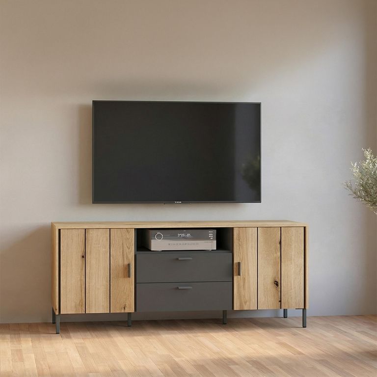 Arundel TV Unit - 2 Door - 2 Drawer - 158.2cm - Medium - Oak
