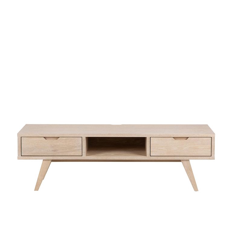 A-Line TV Unit - 2 Drawer - 150cm - Medium - White Oak