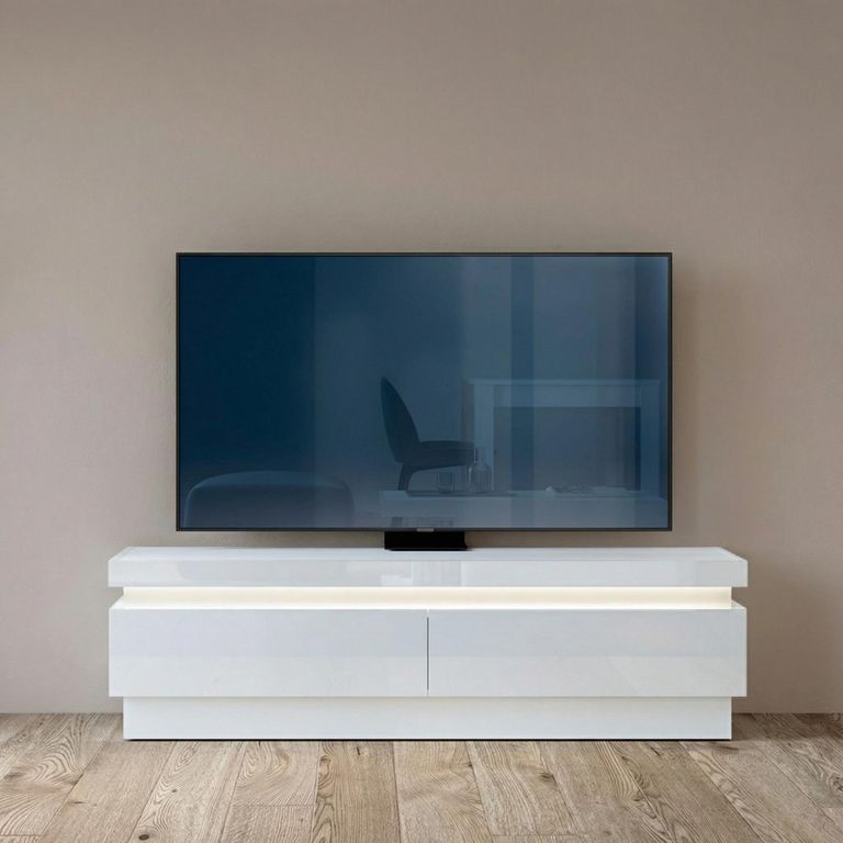 Lyon TV Unit - 2 Drawer - 146cm - White Gloss