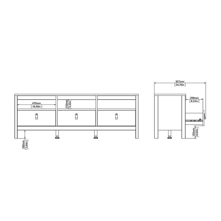 Barcelona TV Unit - 3 Drawer - 151.4cm - Jackson Hickory Oak