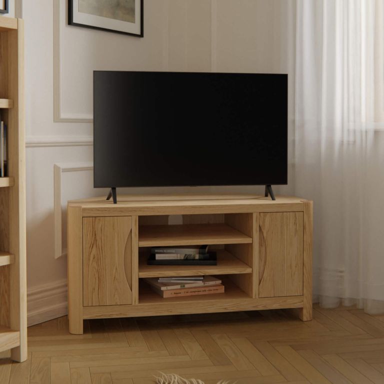 Stockholm Corner TV Unit - 2 Door - Oak