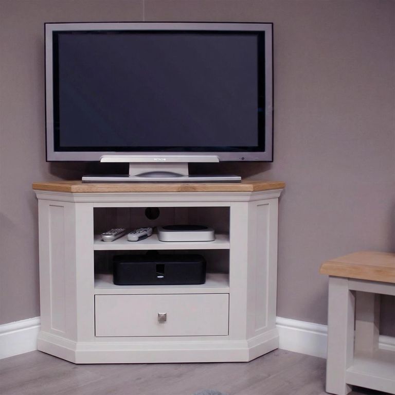 Cotswold Corner TV Unit - 1 Drawer - Oak and Painted