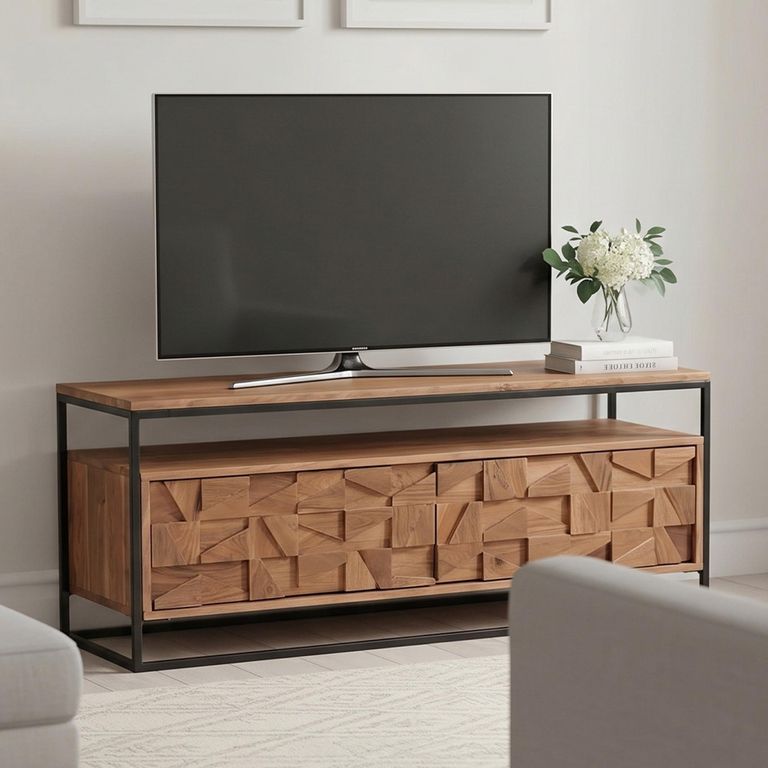 Axis Acacia Wood TV Unit - 103cm - Geometric