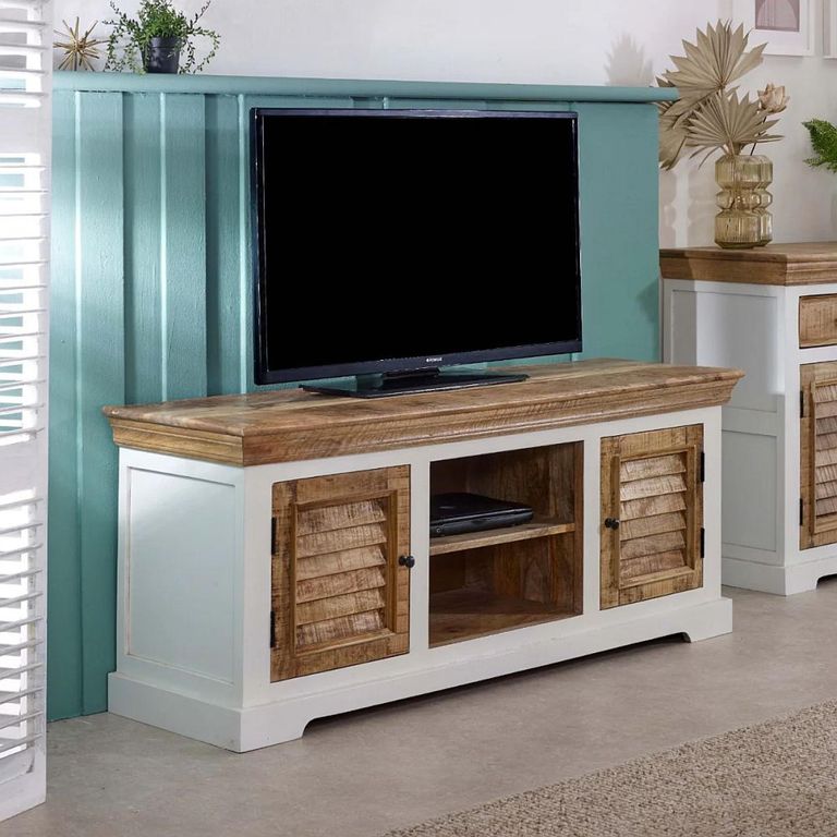 Alfie TV Cabinet - 145cm - White - Mango Wood