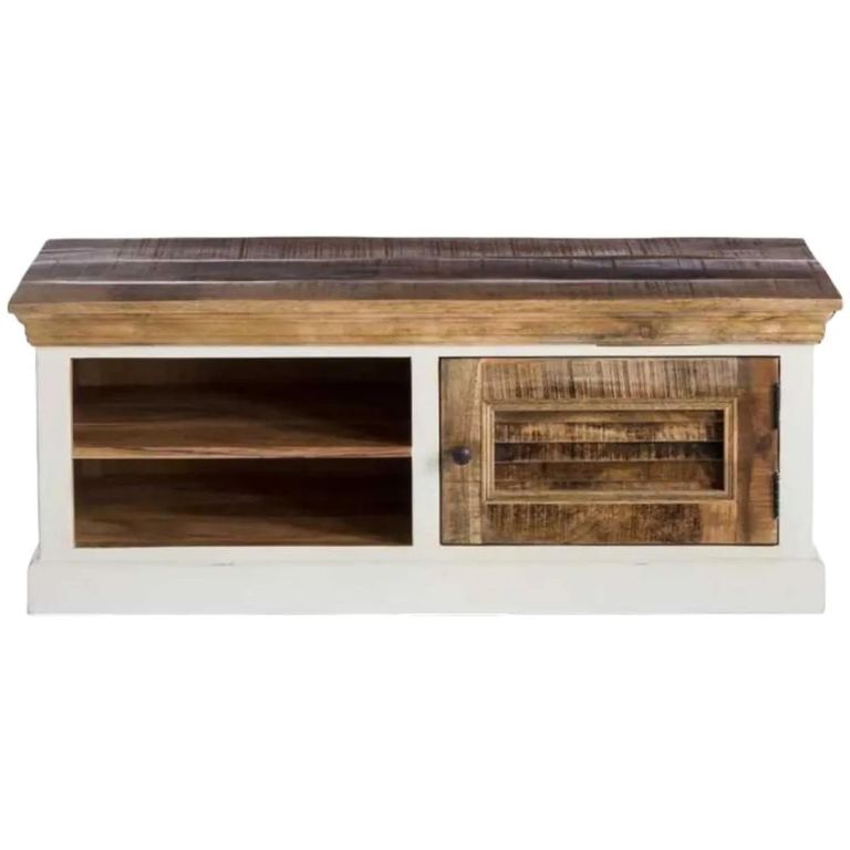 Alfie TV Cabinet - 110cm - White - Mango Wood