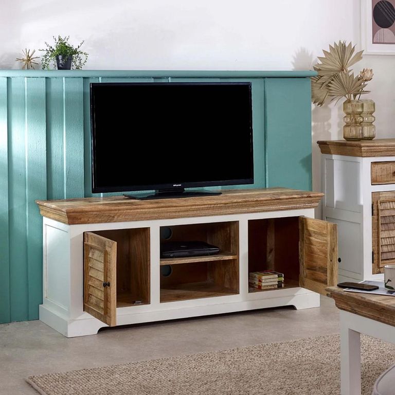 Alfie TV Cabinet - 145cm - White - Mango Wood