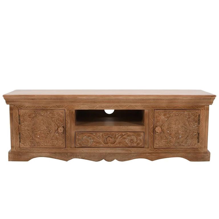 Artwork Carved TV Unit - 140cm - Mango Wood