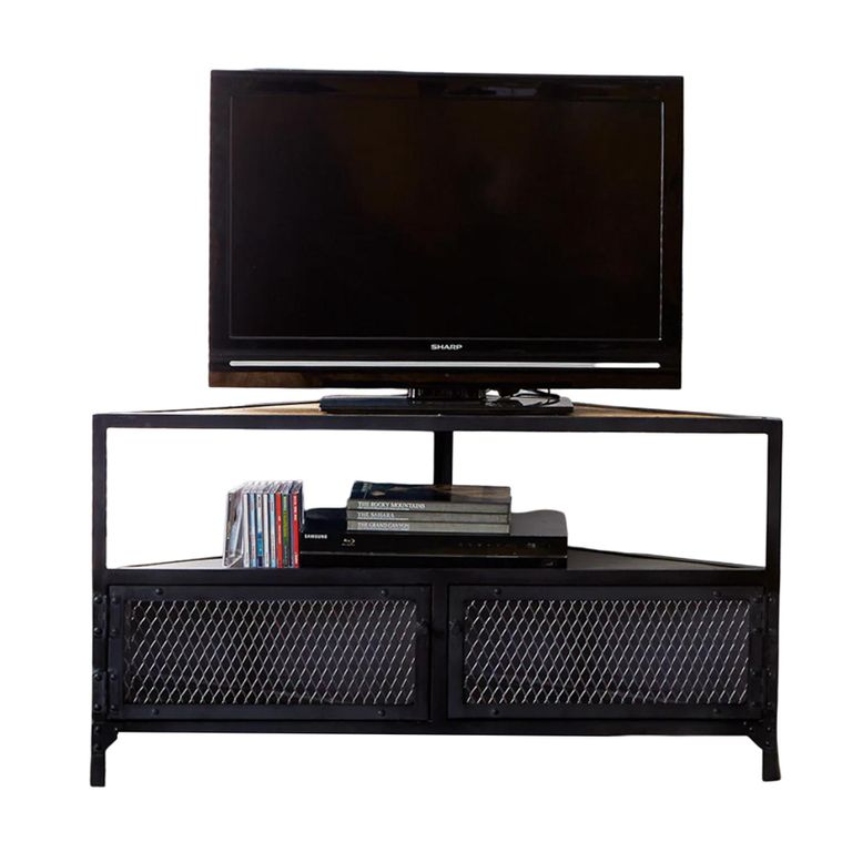 Ascot TV Unit - Corner - 110cm - Industrial - Wood and Iron