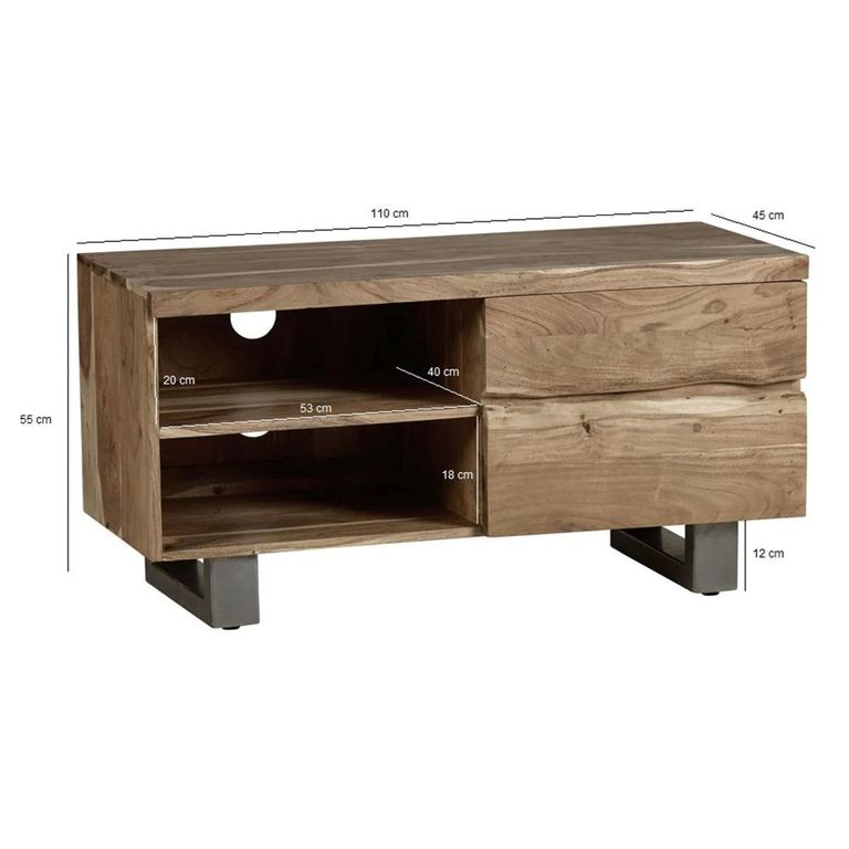 Baltic TV Unit - 110cm - Live Edge - Solid Acacia Wood