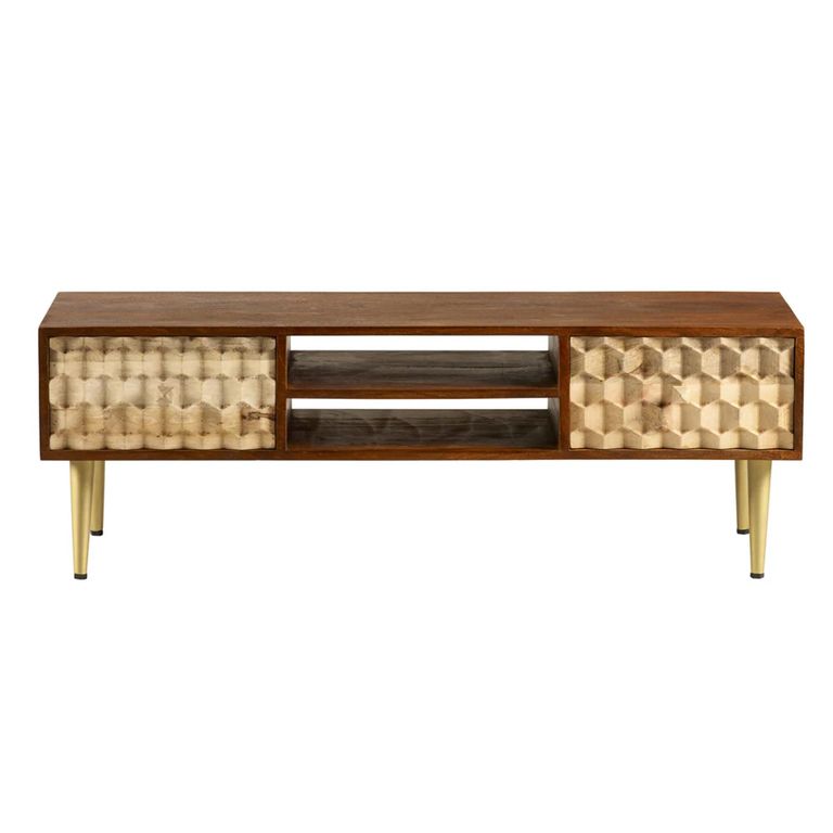 Edison TV Unit - 140cm - Geometric - Mango Wood