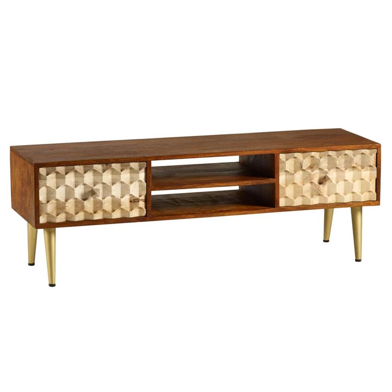 Edison TV Unit - 140cm - Geometric - Mango Wood