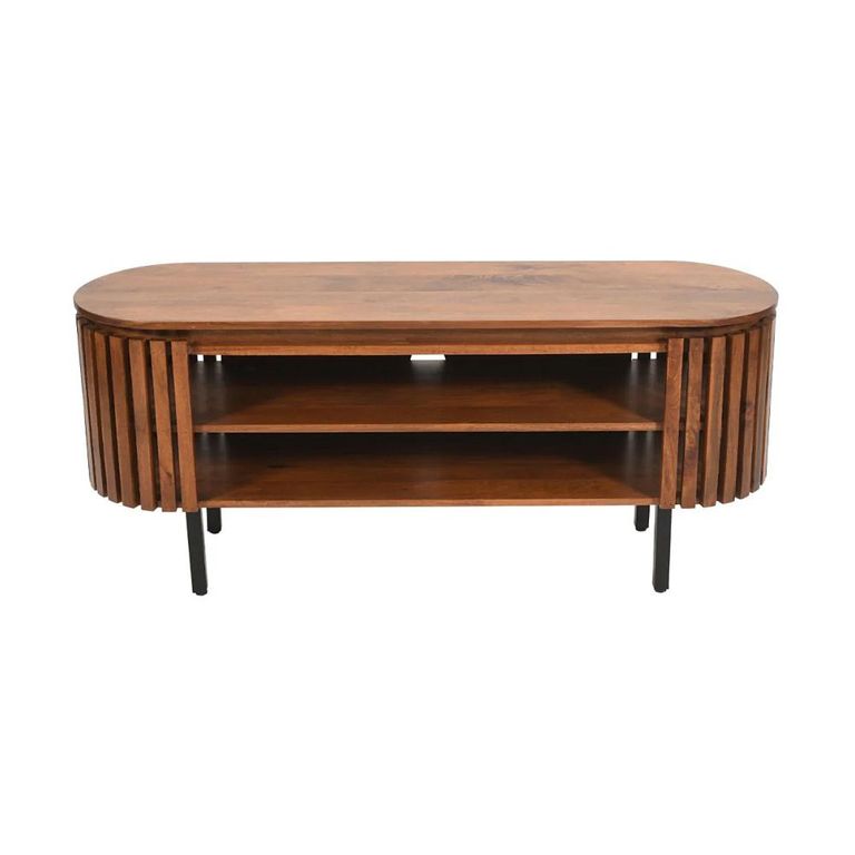 Slatted TV Unit - 140cm - Oval - Slatted - Mango Wood
