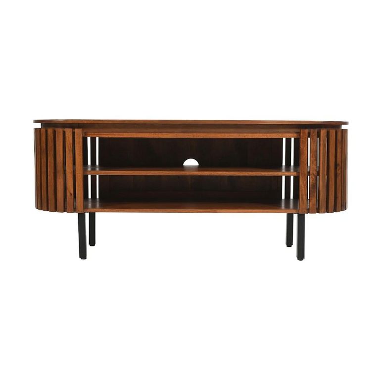 Slatted TV Unit - 140cm - Oval - Slatted - Mango Wood
