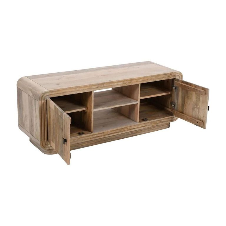 Hudson TV Unit - 145cm - Ribbed Carved - Mango Wood