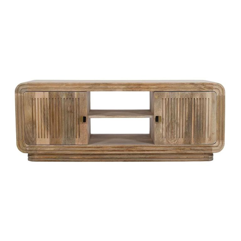 Hudson TV Unit - 145cm - Ribbed Carved - Mango Wood