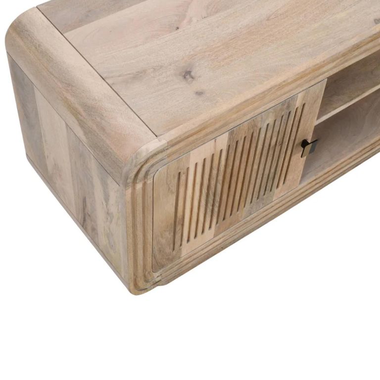 Hudson TV Unit - 145cm - Ribbed Carved - Mango Wood
