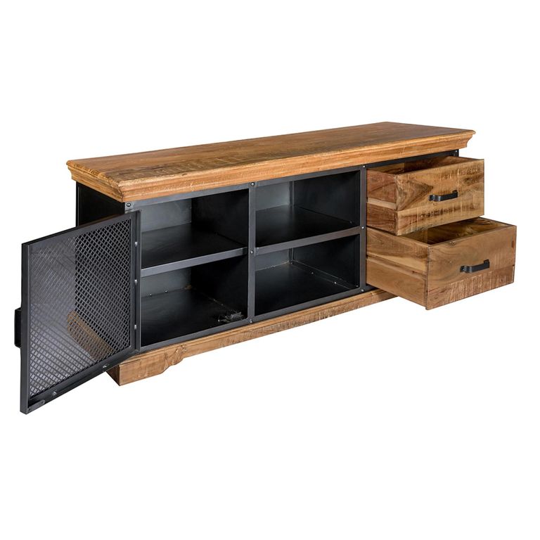 Metropolis TV Unit - 140cm - Industrial - Solid Wood and Metal