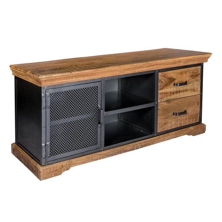 Metropolis TV Unit - 140cm - Industrial - Solid Wood and Metal