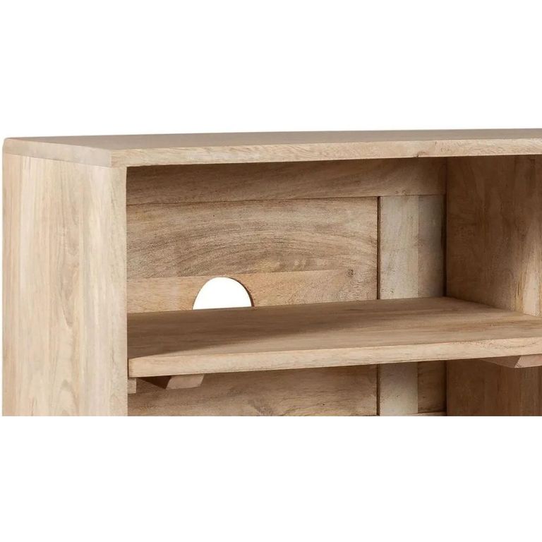 TV Unit - 140cm - Hairpin Legs - Gold Geometric Inlay - Light Mango Wood